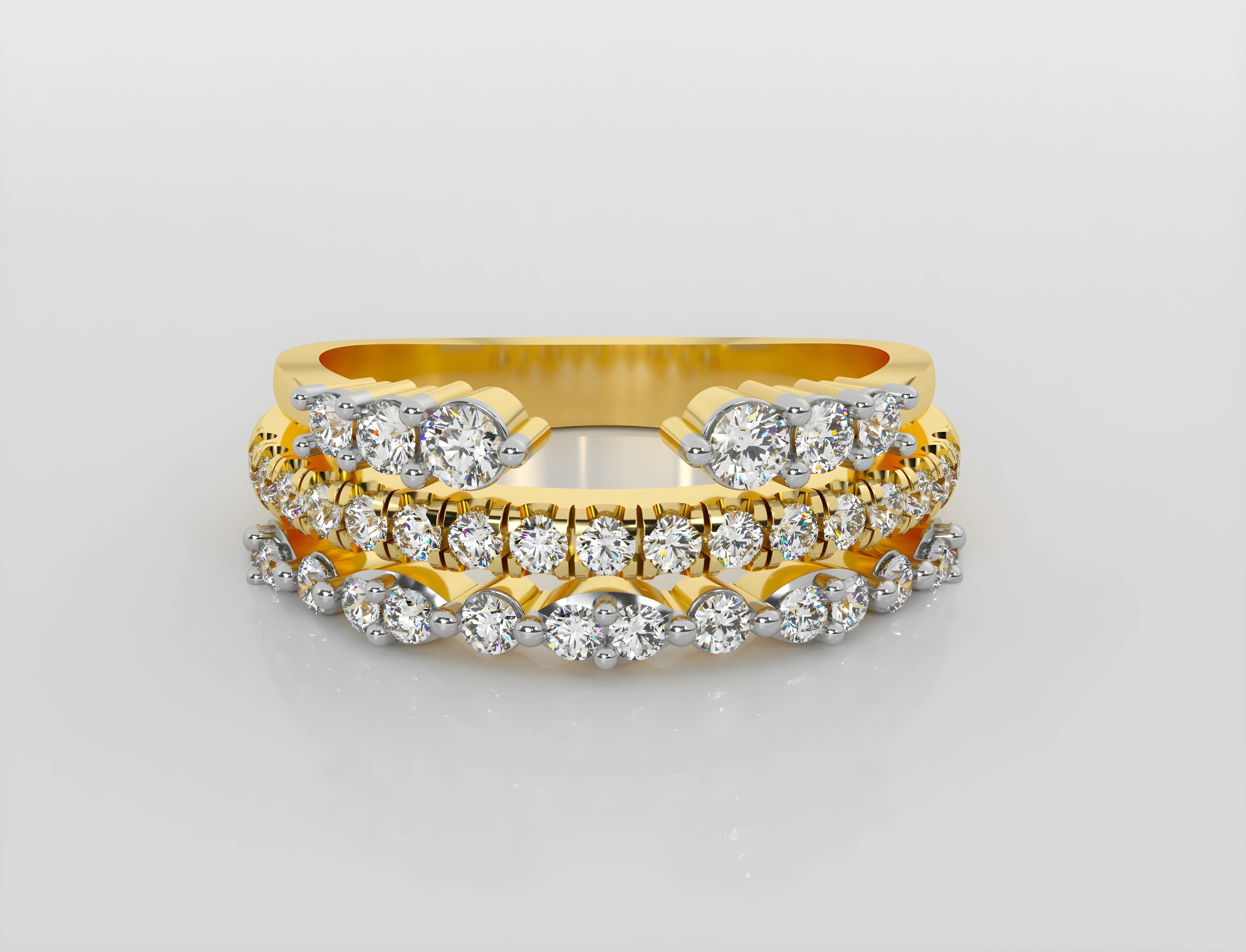 Tri Wire diamond ring 3dm stl render detail 3D print model_2