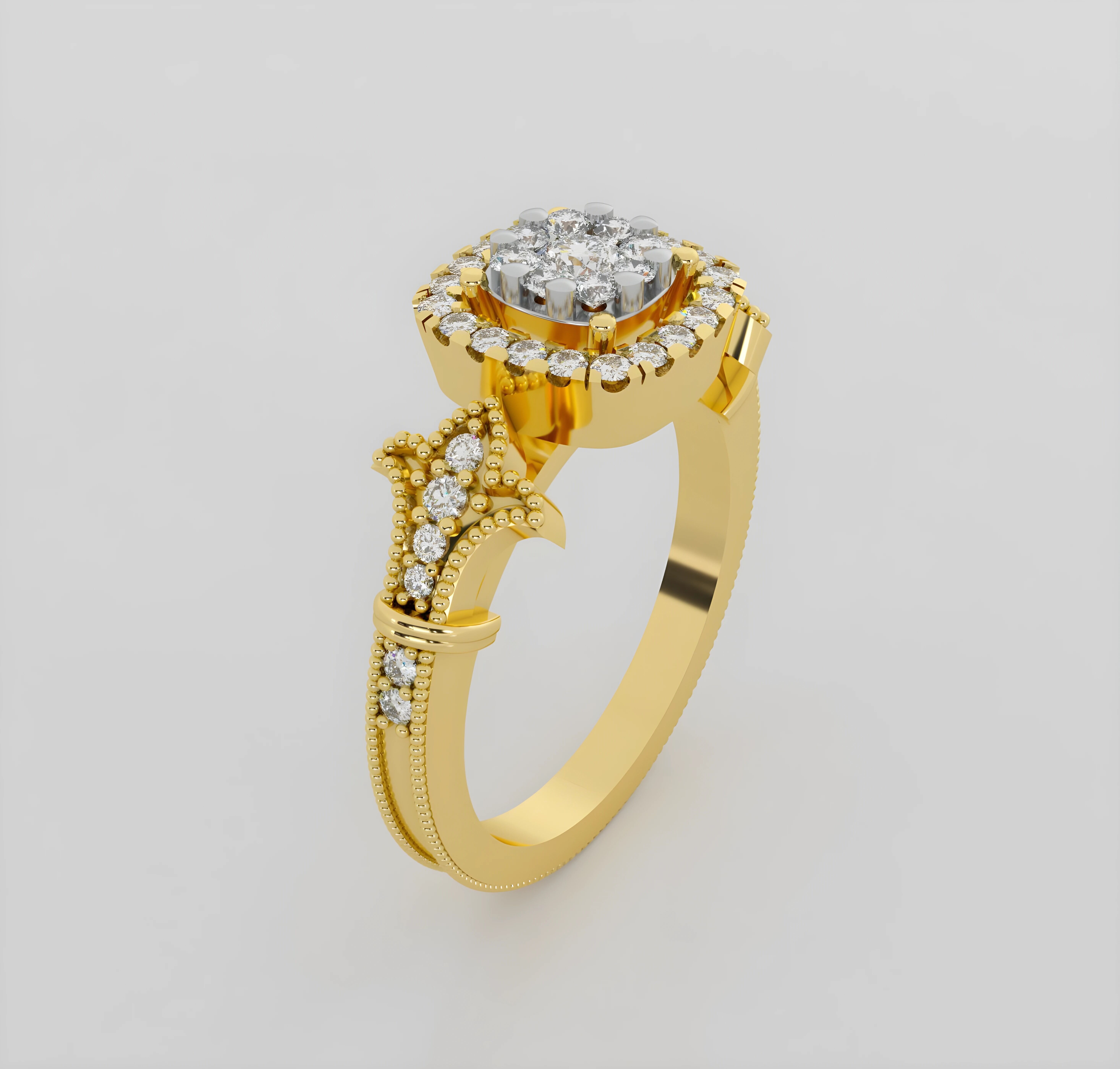 Italian diamond ring 3dm stl render detail 3D print model_2
