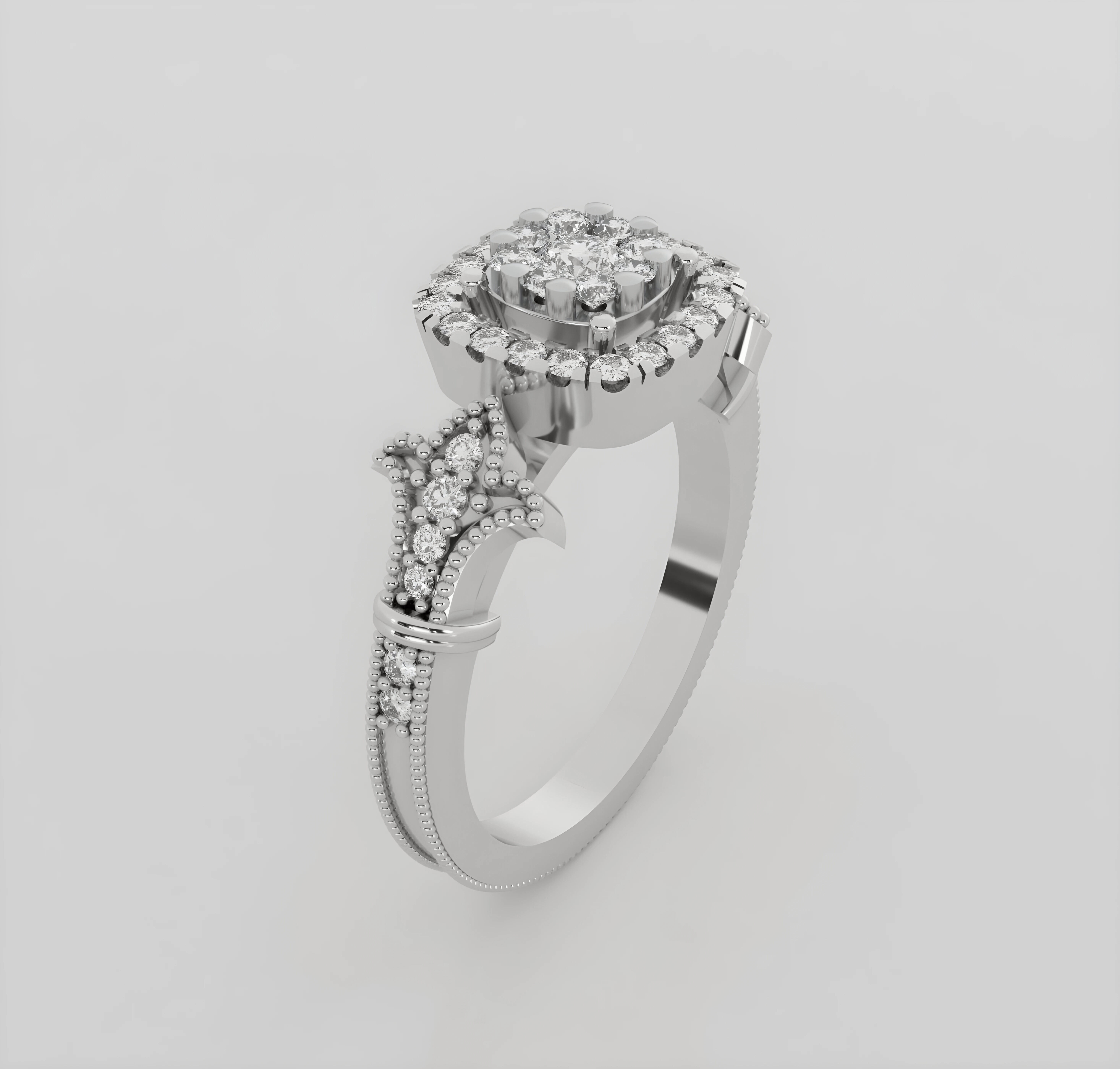 Italian diamond ring 3dm stl render detail 3D print model_3