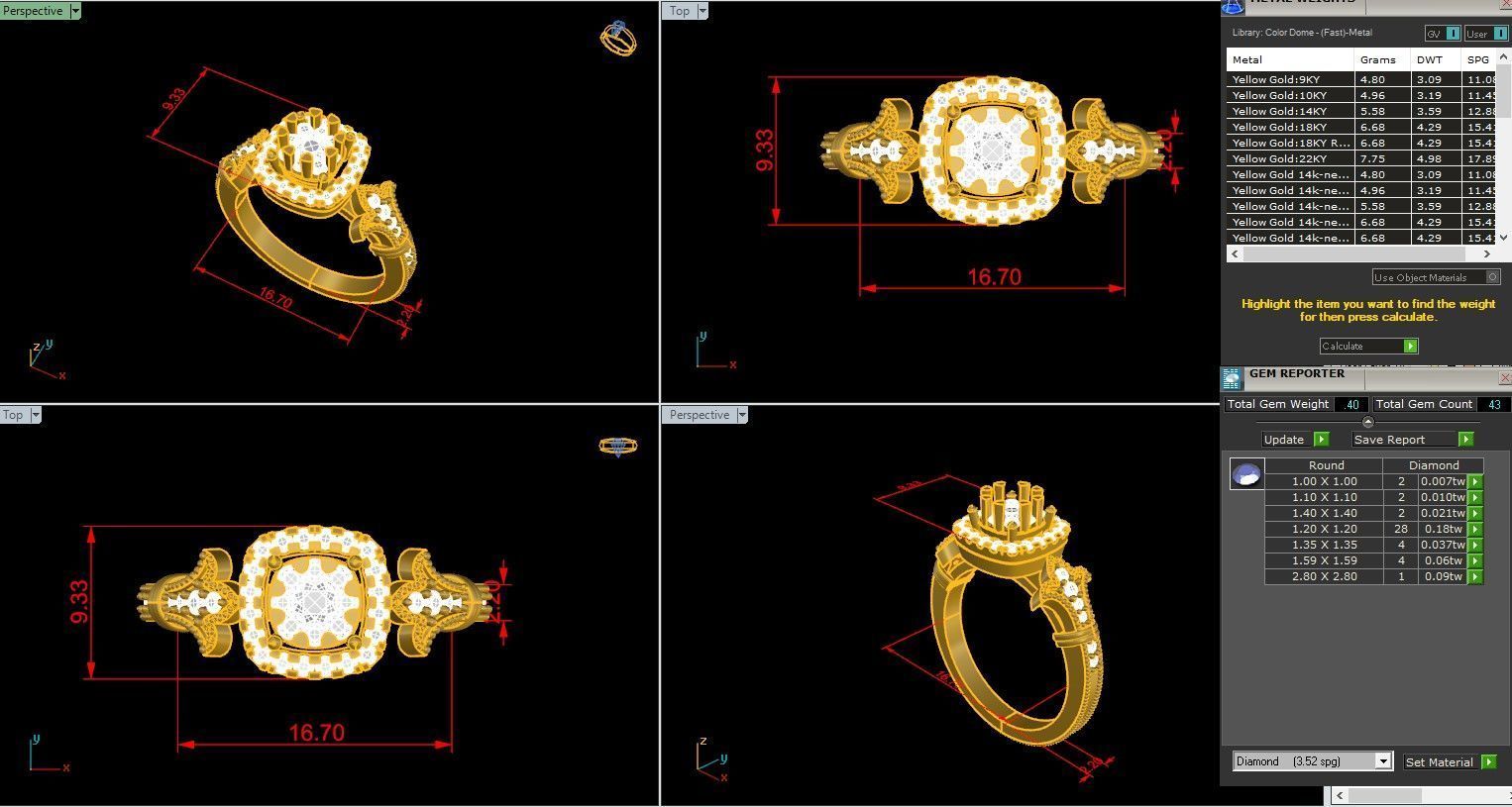 Italian diamond ring 3dm stl render detail 3D print model_1