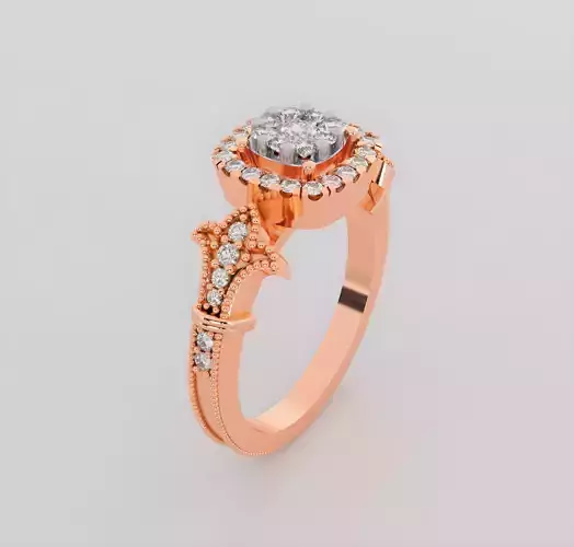 Italian diamond ring 3dm stl render detail 