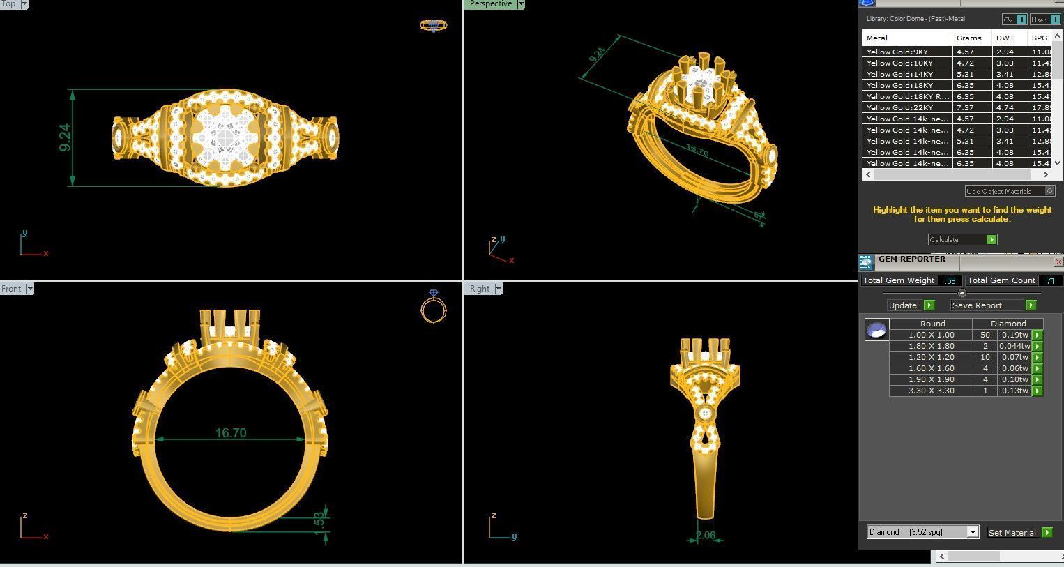 Italian diamond ring 3dm stl render detail  3D print model_1