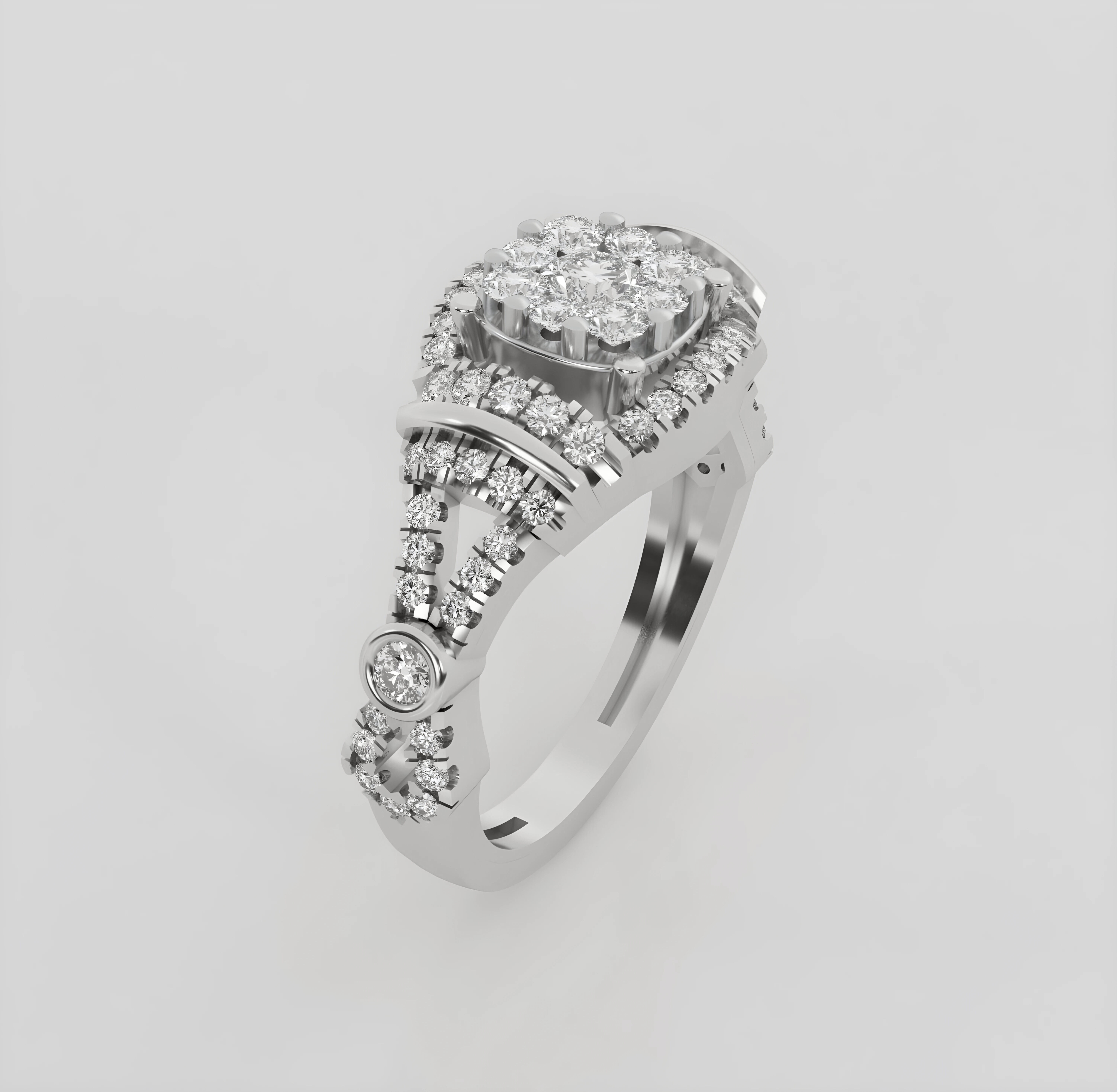 Italian diamond ring 3dm stl render detail  3D print model_3