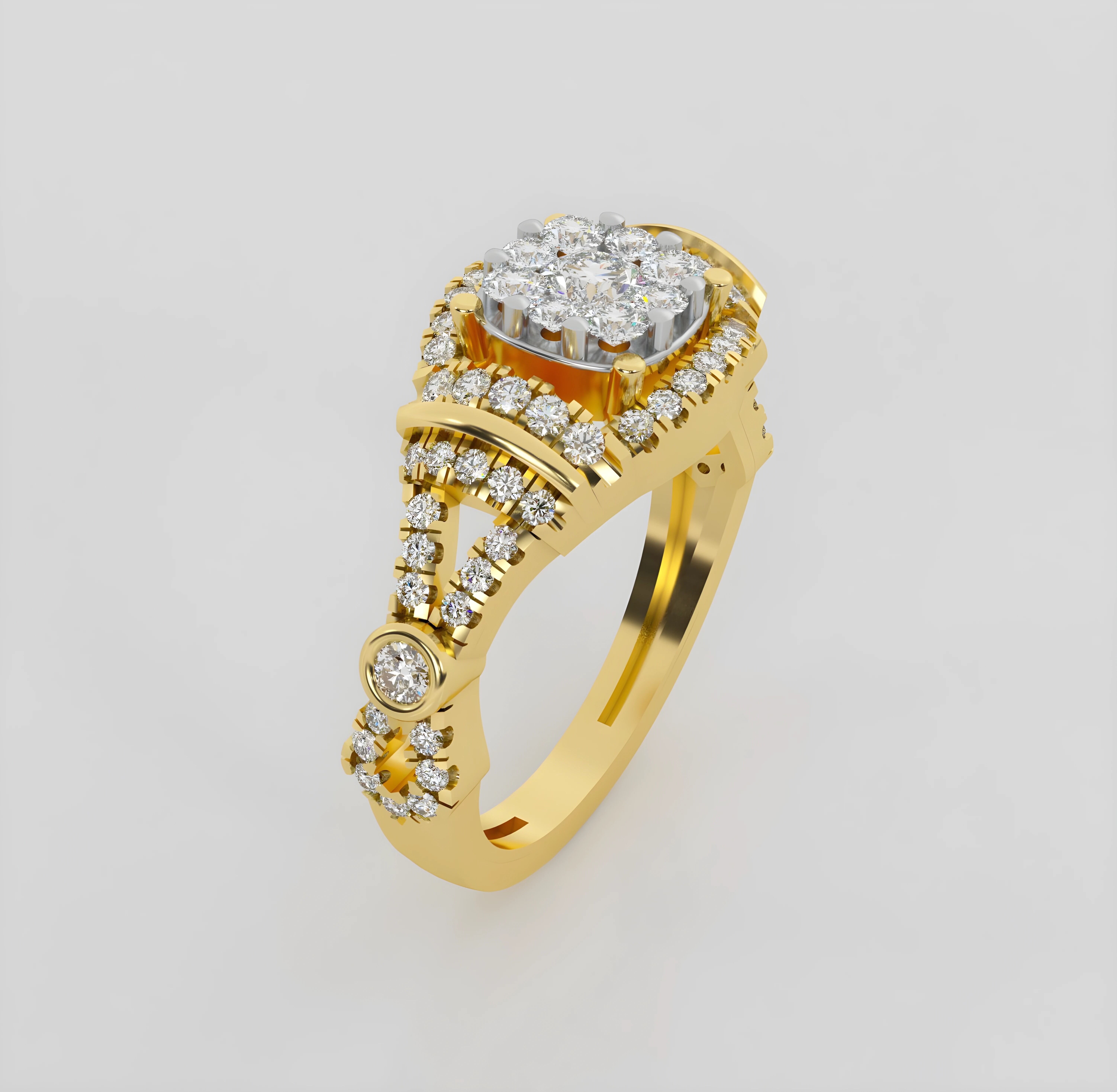 Italian diamond ring 3dm stl render detail  3D print model_2