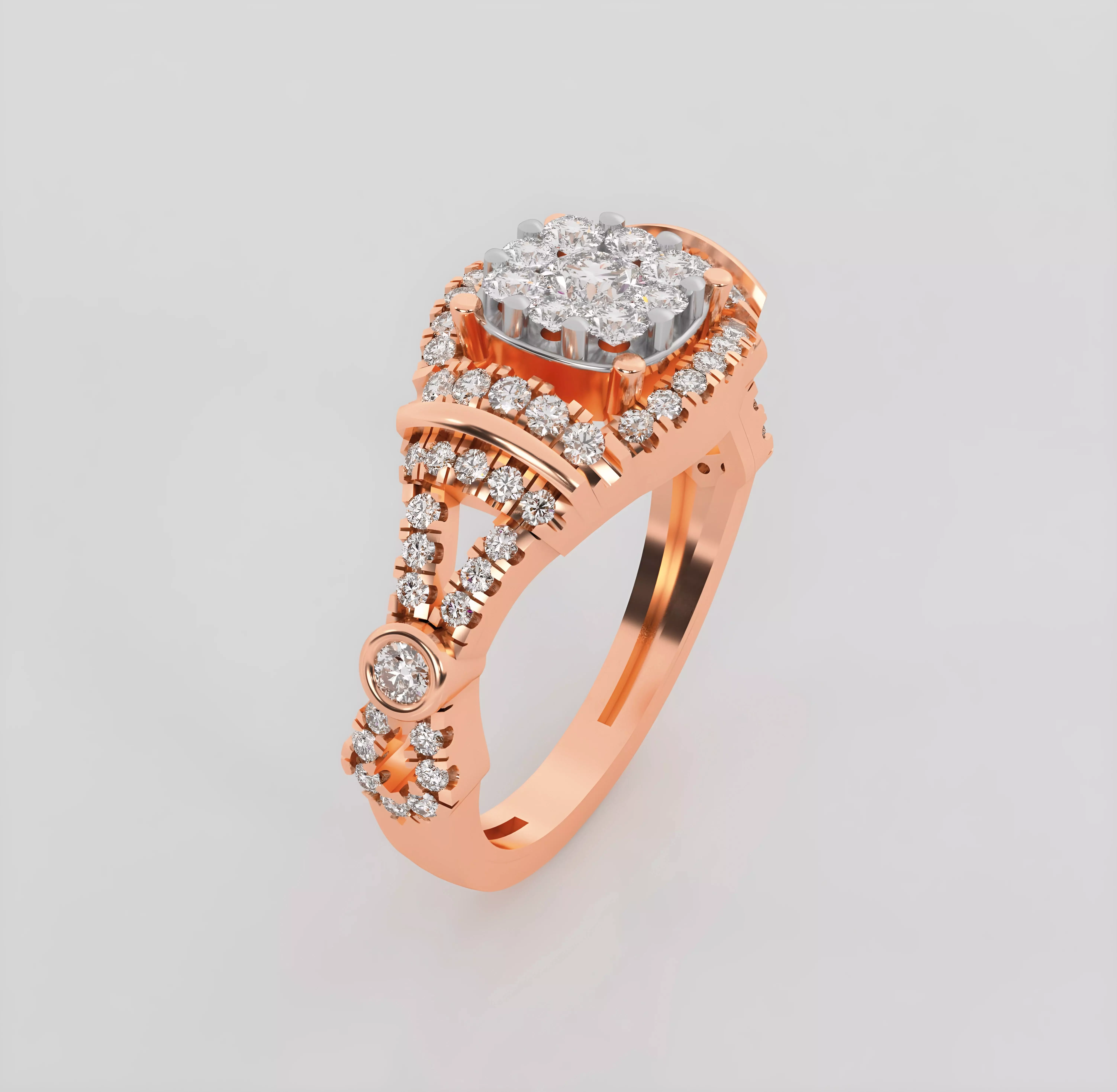 Italian diamond ring 3dm stl render detail  3D print model_0