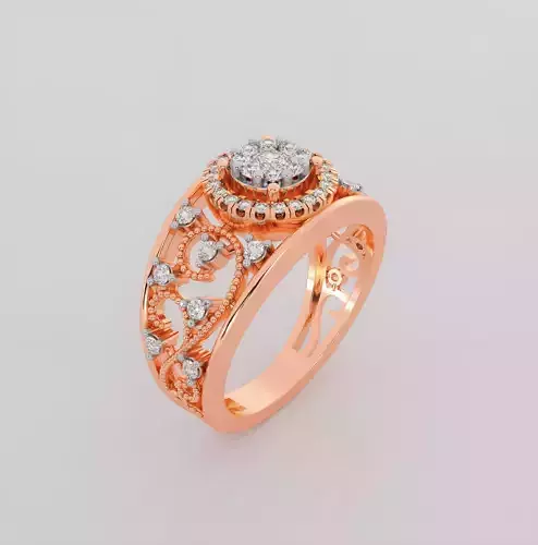 Italian diamond ring 3dm stl render detail 
