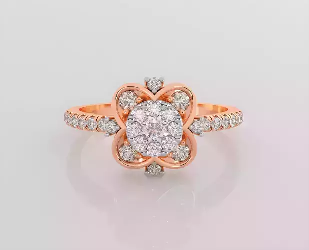 Flower Italian diamond ring 3dm stl render detail  3D print model