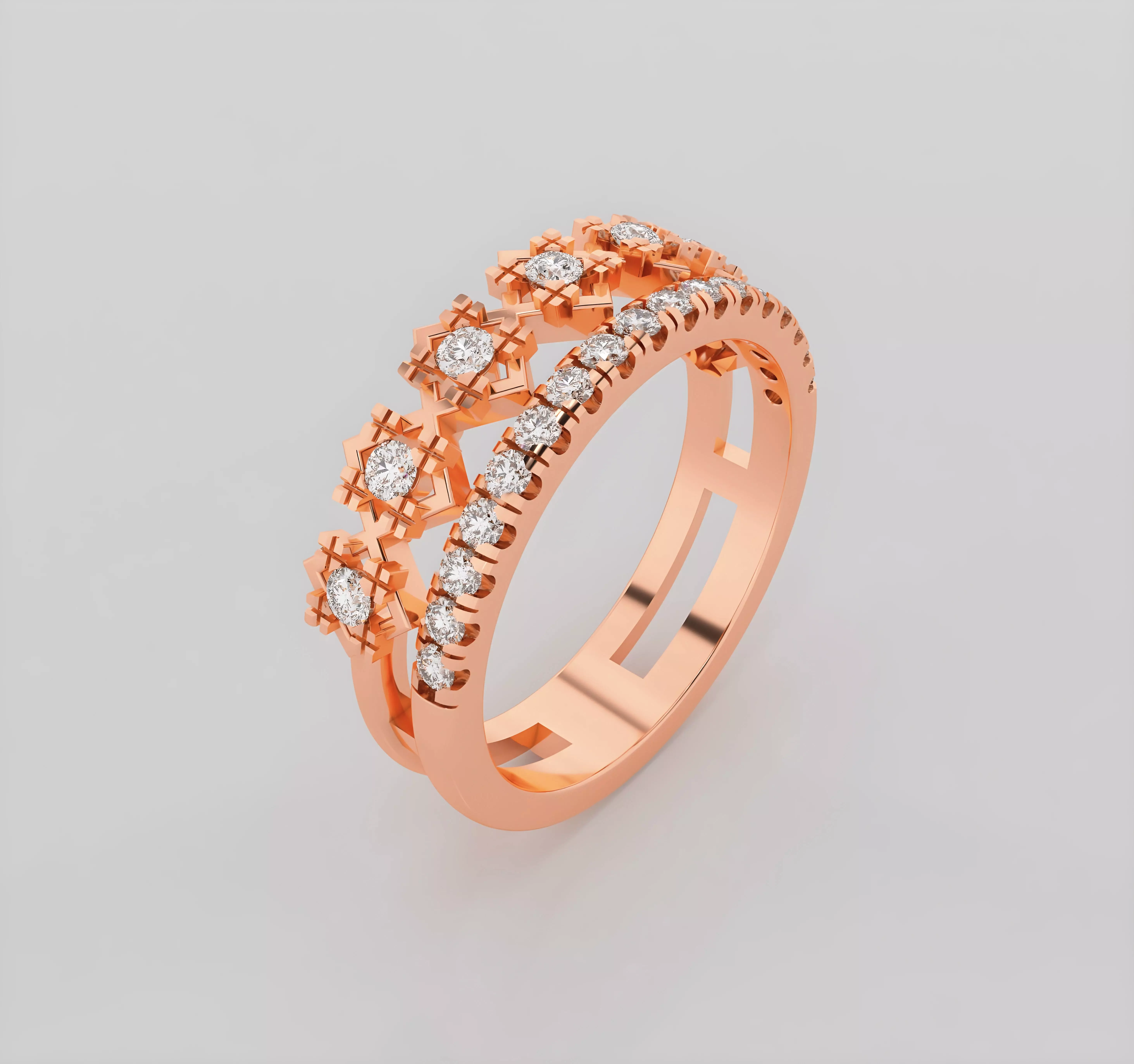 Italian diamond ring 3dm stl render detail 3D print model_0