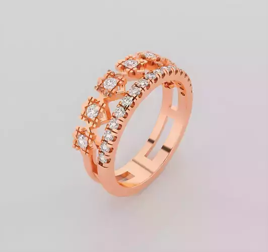 Italian diamond ring 3dm stl render detail 