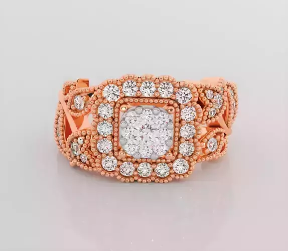 Italian diamond ring 3dm stl render detail 