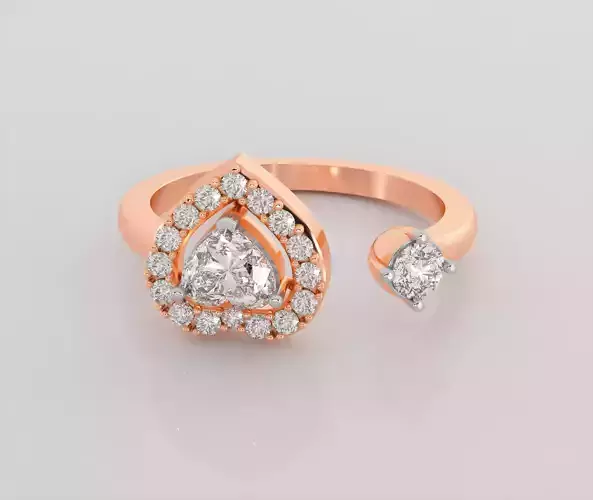 Heart diamond ring 3dm stl render detail 