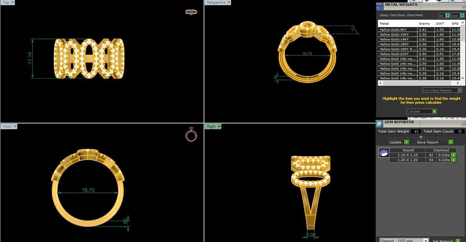 Italian diamond ring 3dm stl render detail 3D print model_1