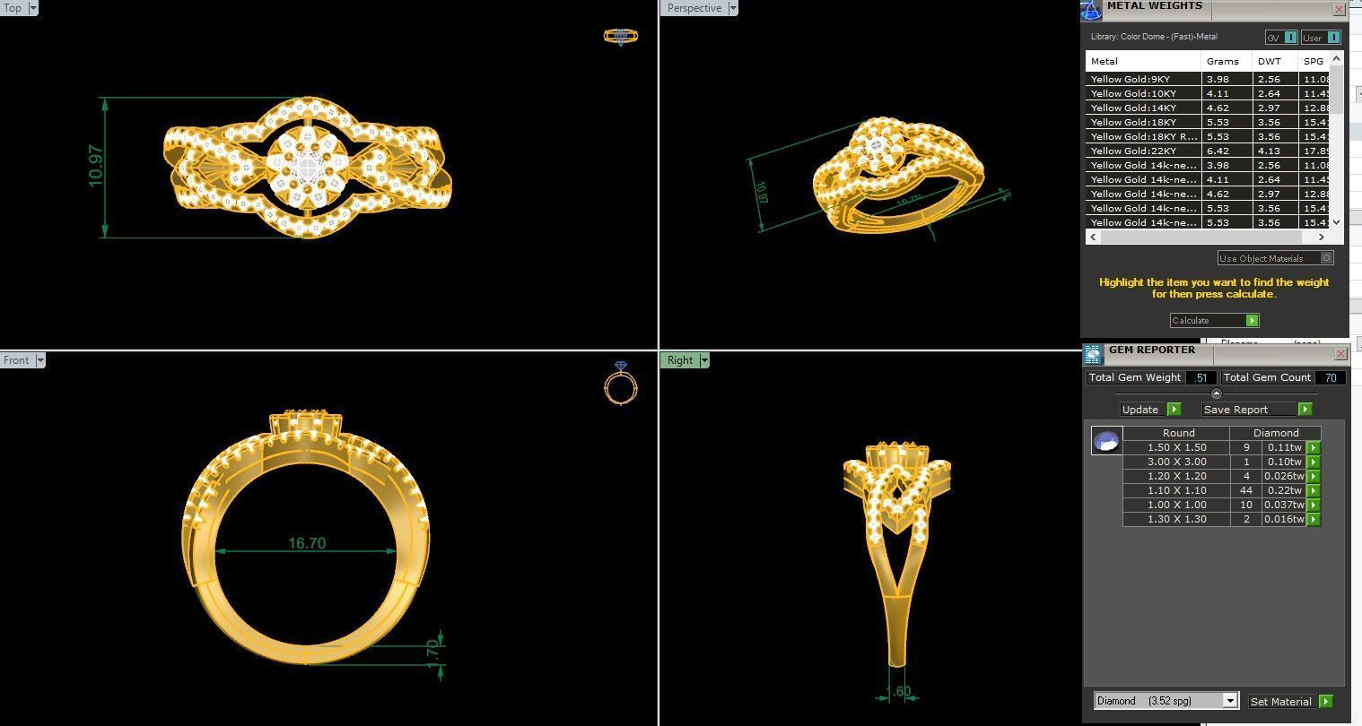 Italian diamond ring 3dm stl render detail 3D print model_1