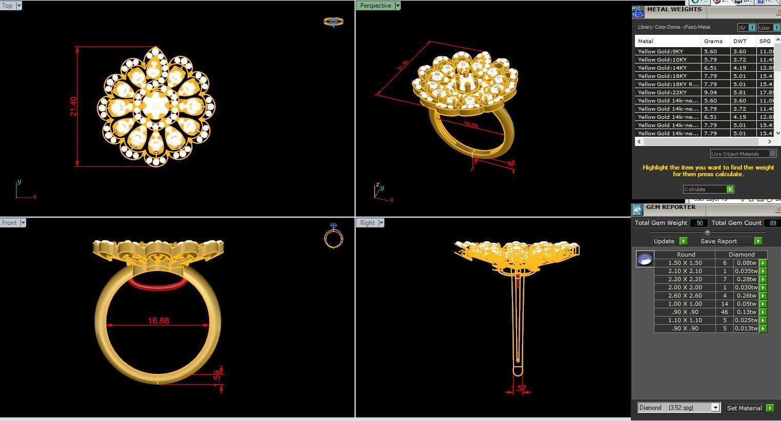 Flower diamond ring 3dm stl render detail 3D print model_1