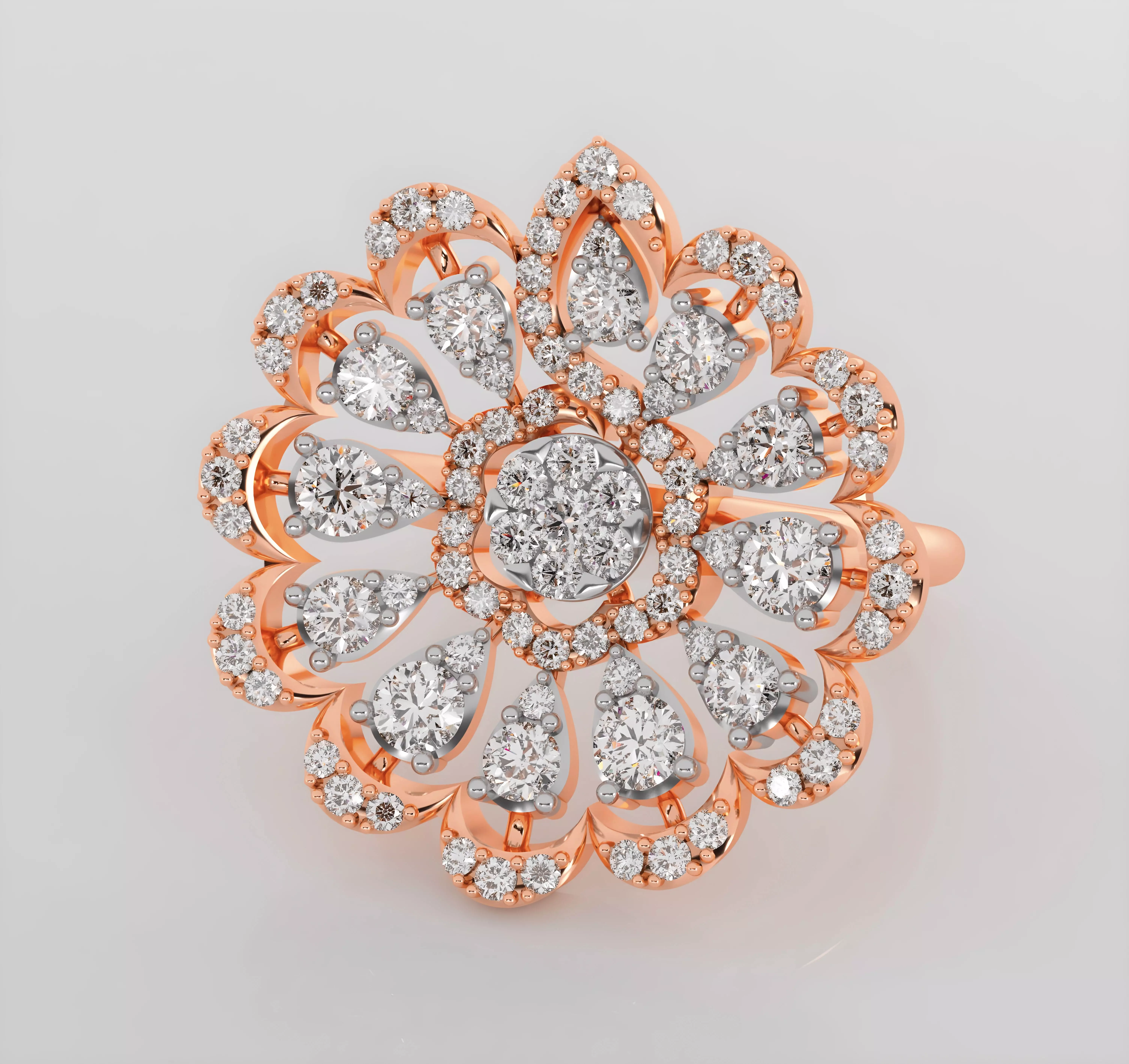 Flower diamond ring 3dm stl render detail 3D print model_0