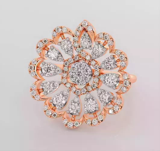 Flower diamond ring 3dm stl render detail  3D print model