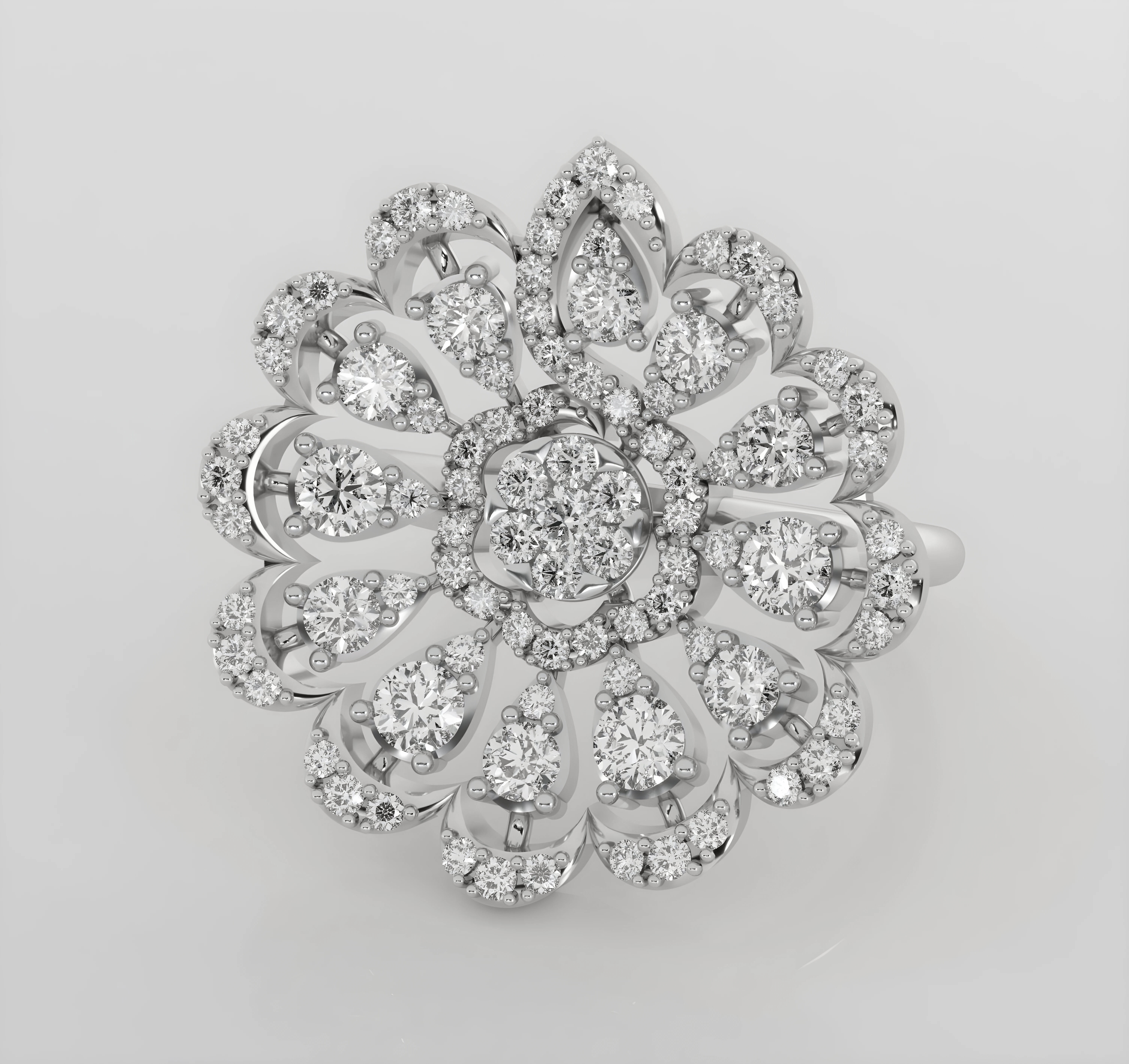 Flower diamond ring 3dm stl render detail 3D print model_3