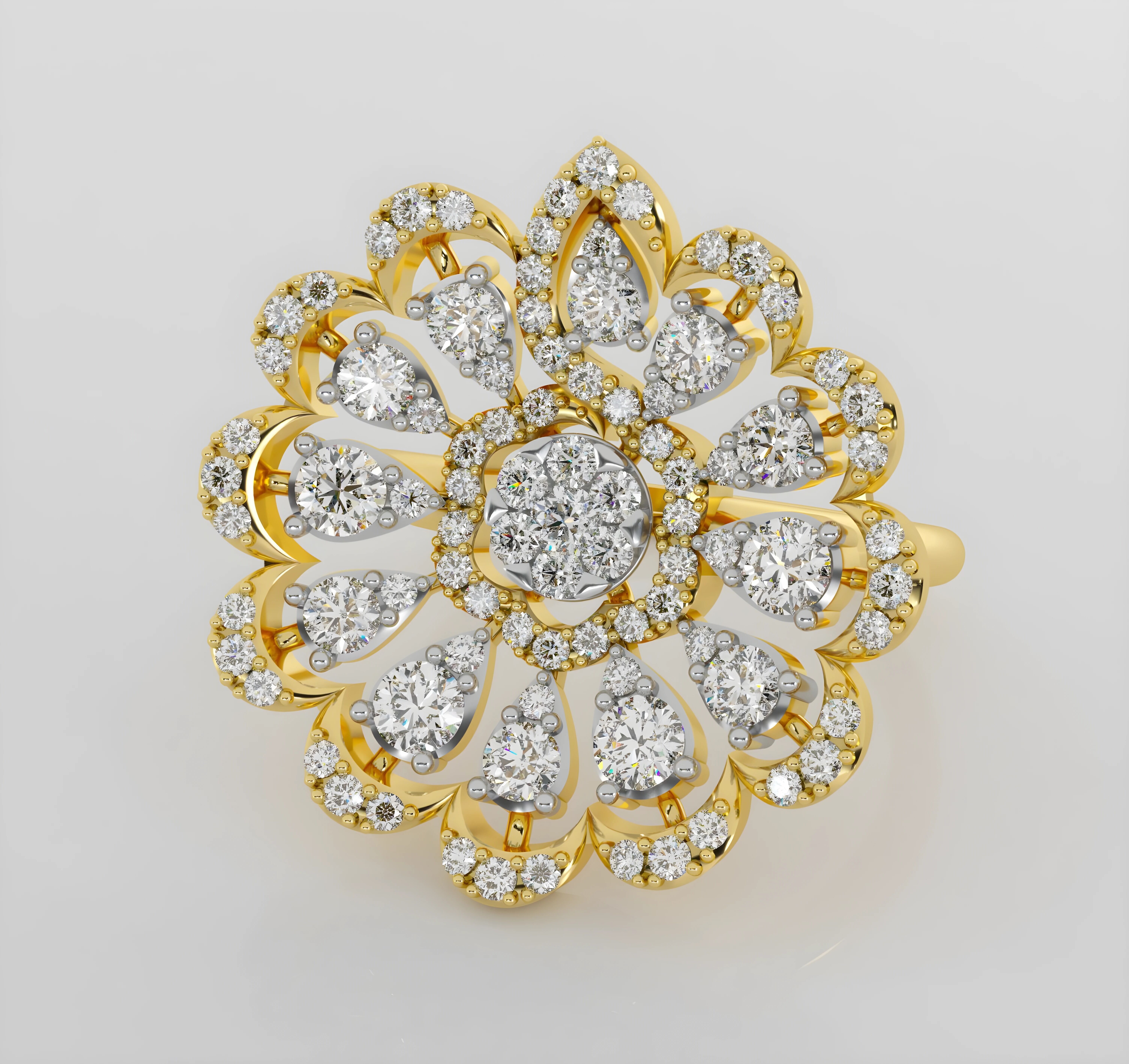 Flower diamond ring 3dm stl render detail 3D print model_2