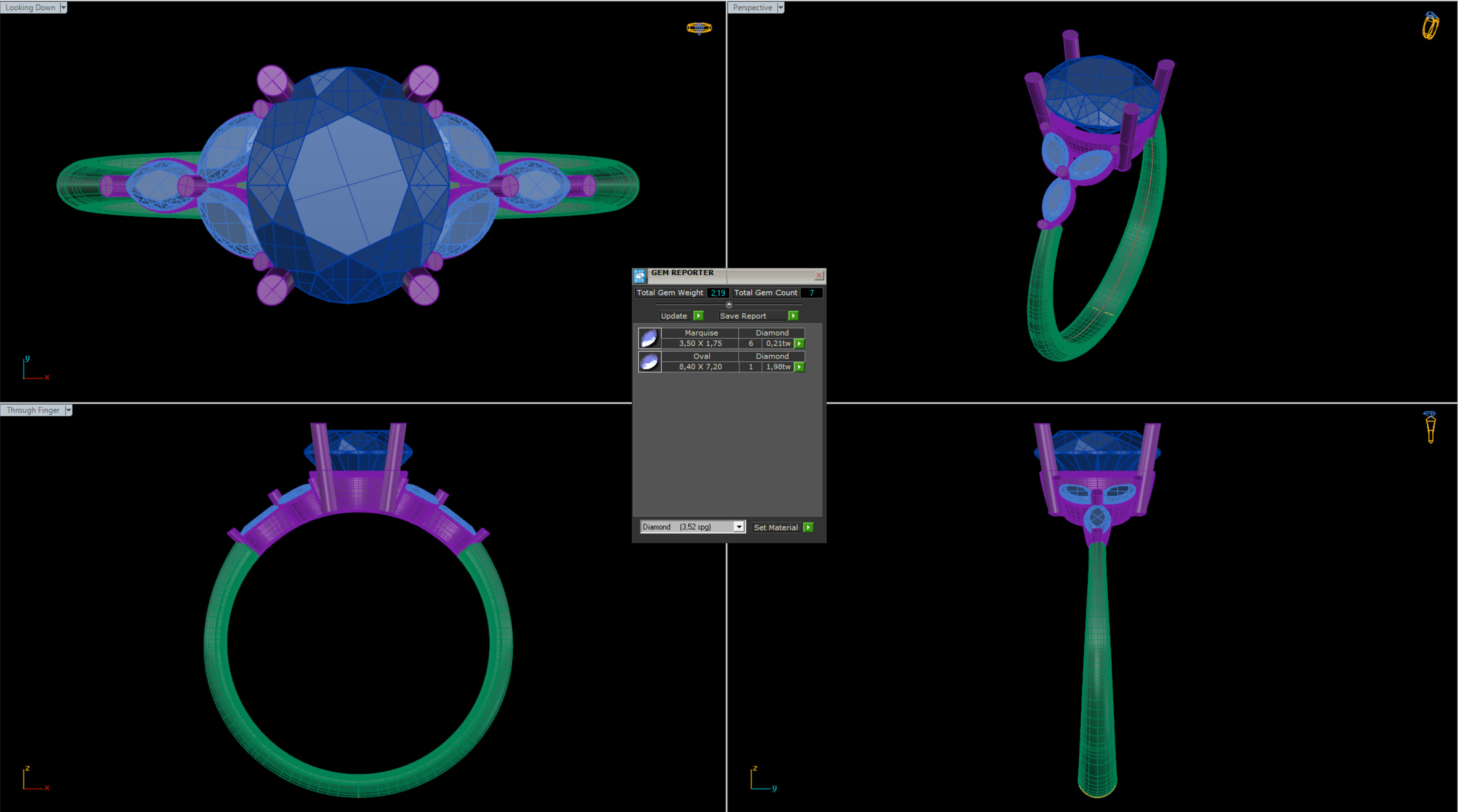Oval Shape Engagement Ring  3D print model_2