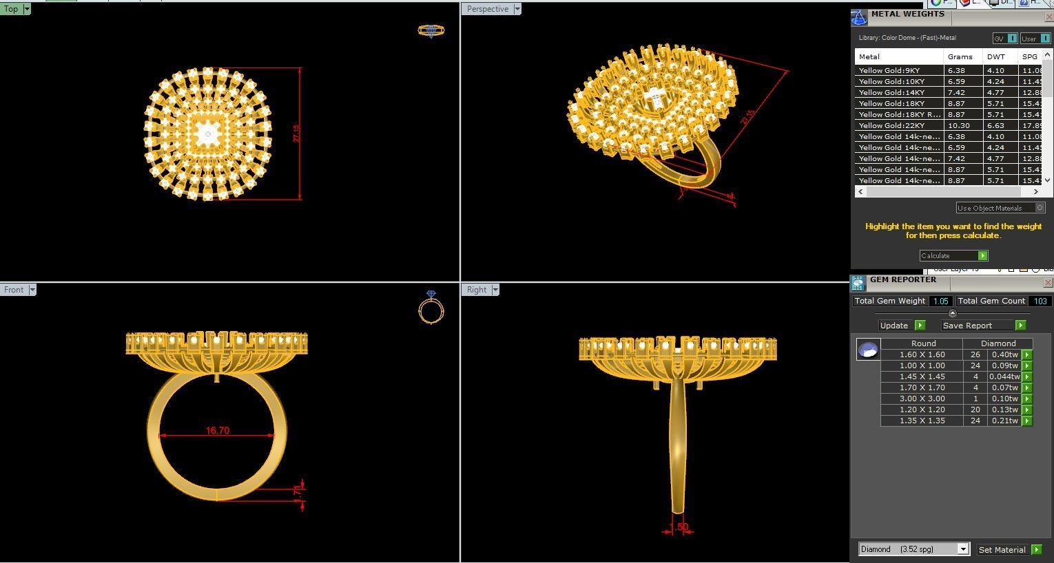 Flower Italian diamond ring 3dm stl render detail 3D print model_1