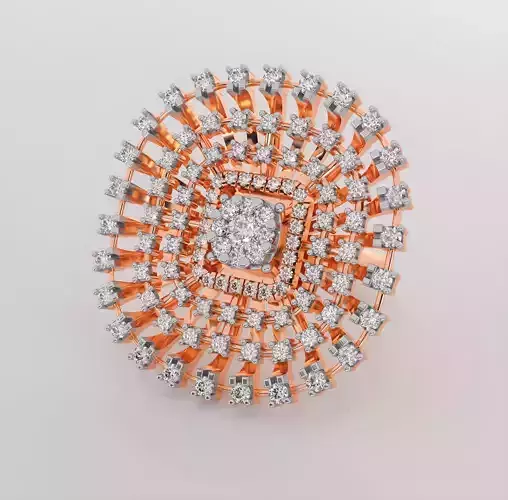 Flower Italian diamond ring 3dm stl render detail  3D print model