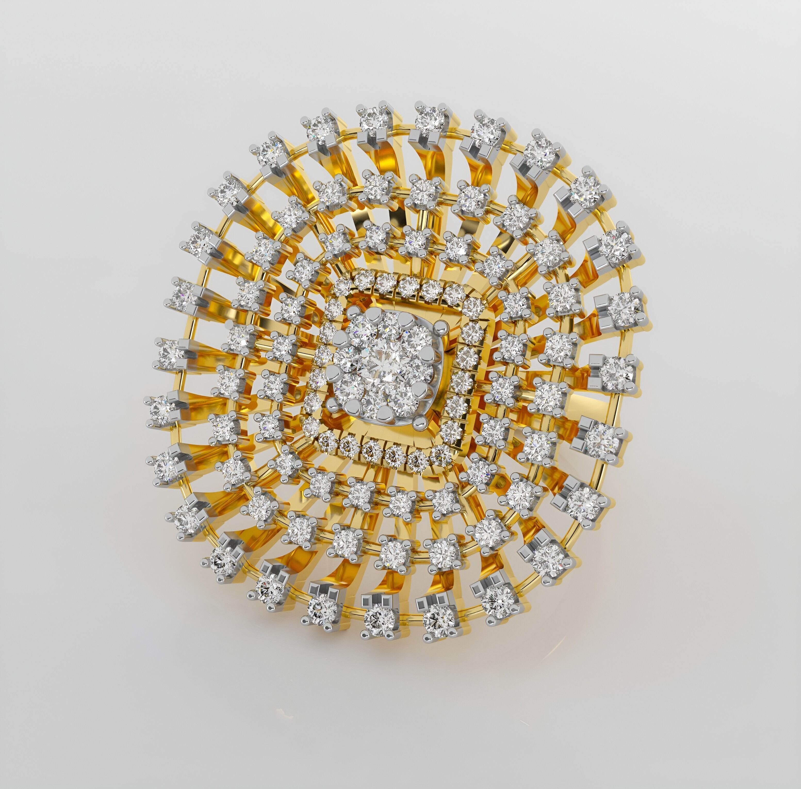 Flower Italian diamond ring 3dm stl render detail 3D print model_2