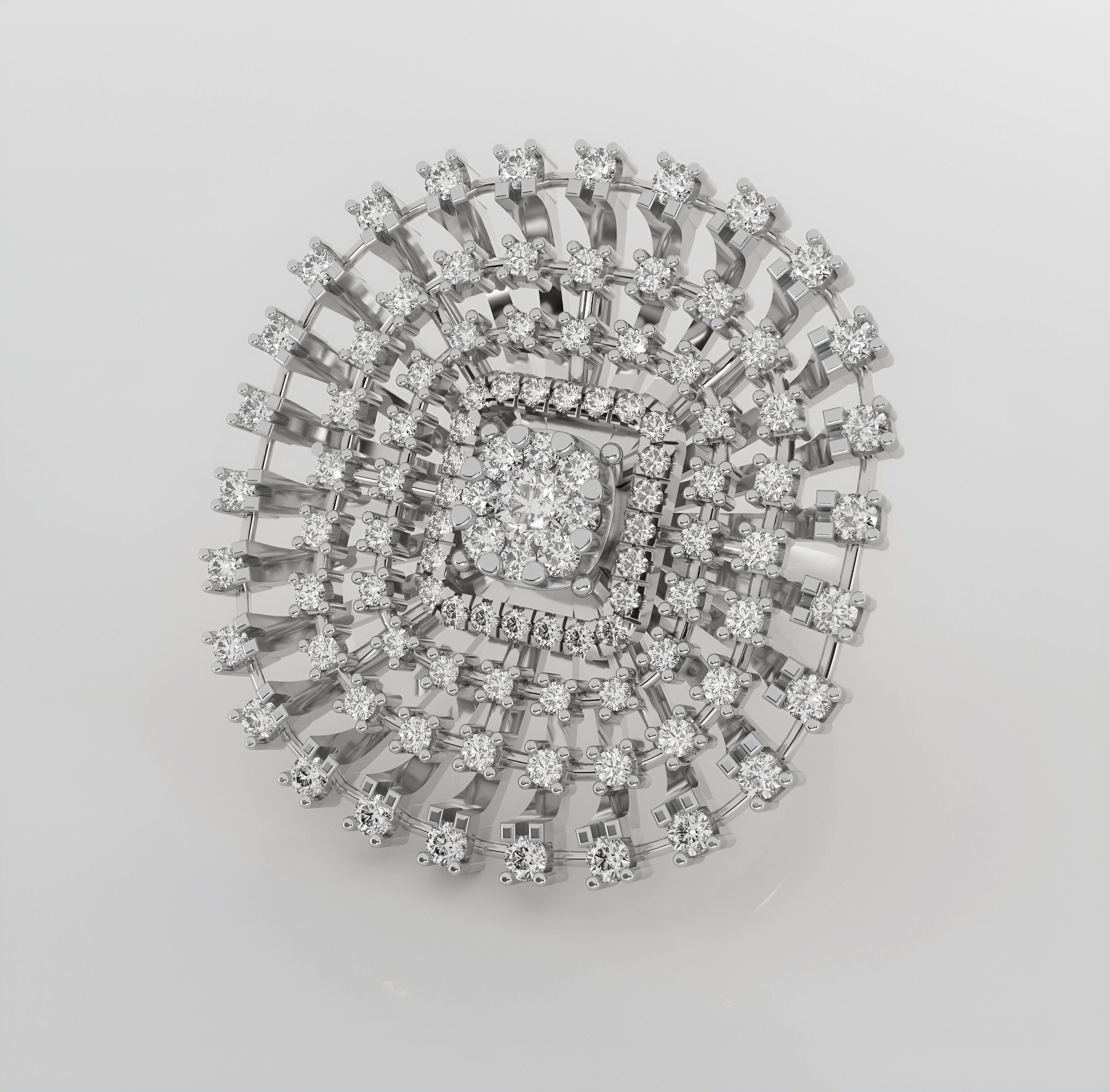 Flower Italian diamond ring 3dm stl render detail 3D print model_3
