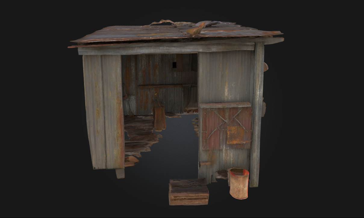 Rustic Shelter Simple Refuge Blending with Nature 3D model_5