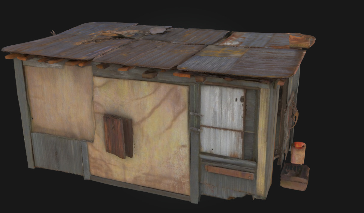 Rustic Shelter Simple Refuge Blending with Nature 3D model_2