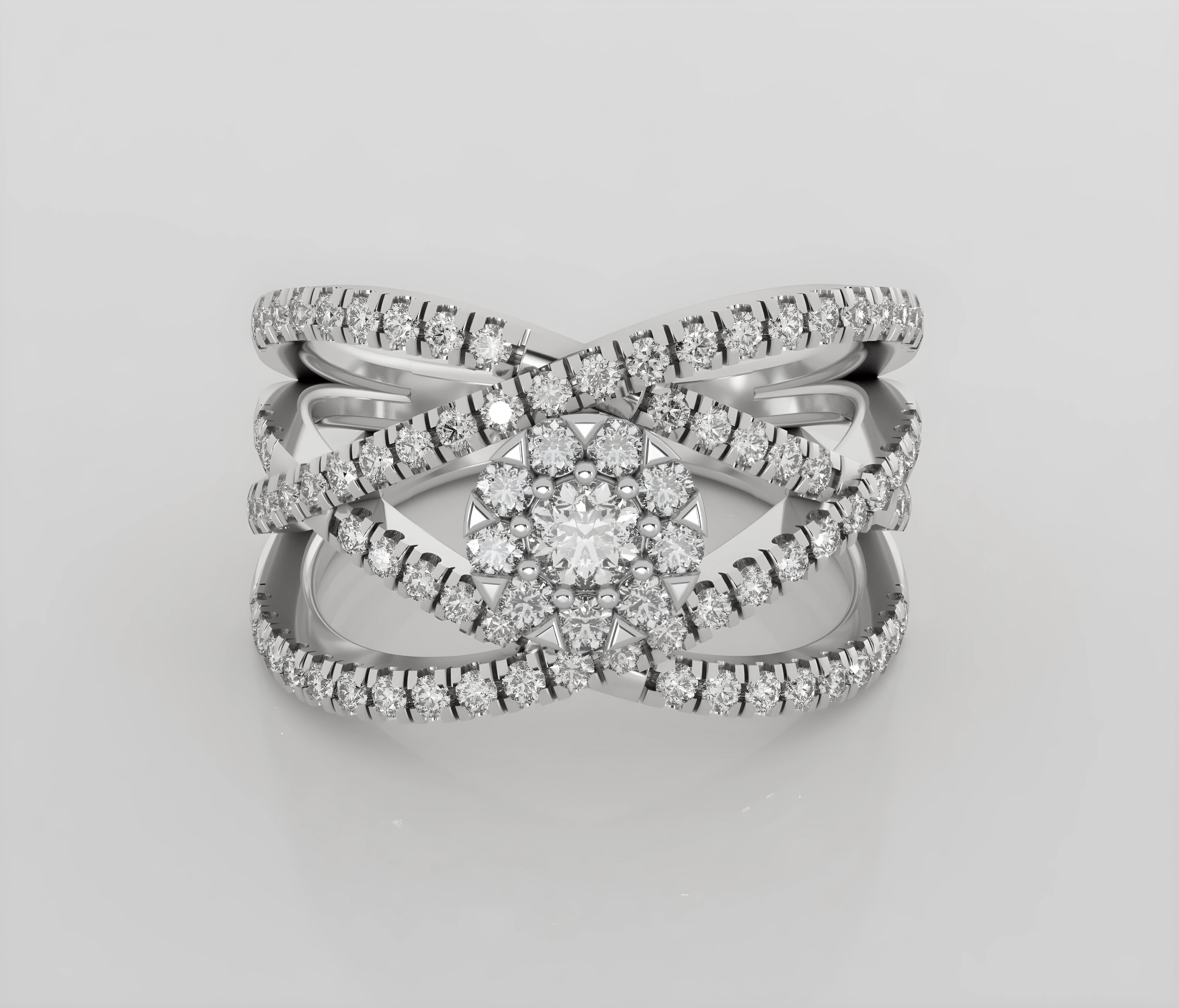 Wire mesh Italian diamond ring 3dm stl render detail  3D print model_3