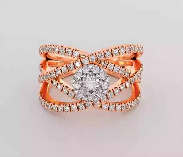 Wire mesh Italian diamond ring 3dm stl render detail 