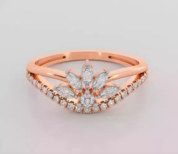 Flower Italian diamond ring 3dm stl render detail  3D print model