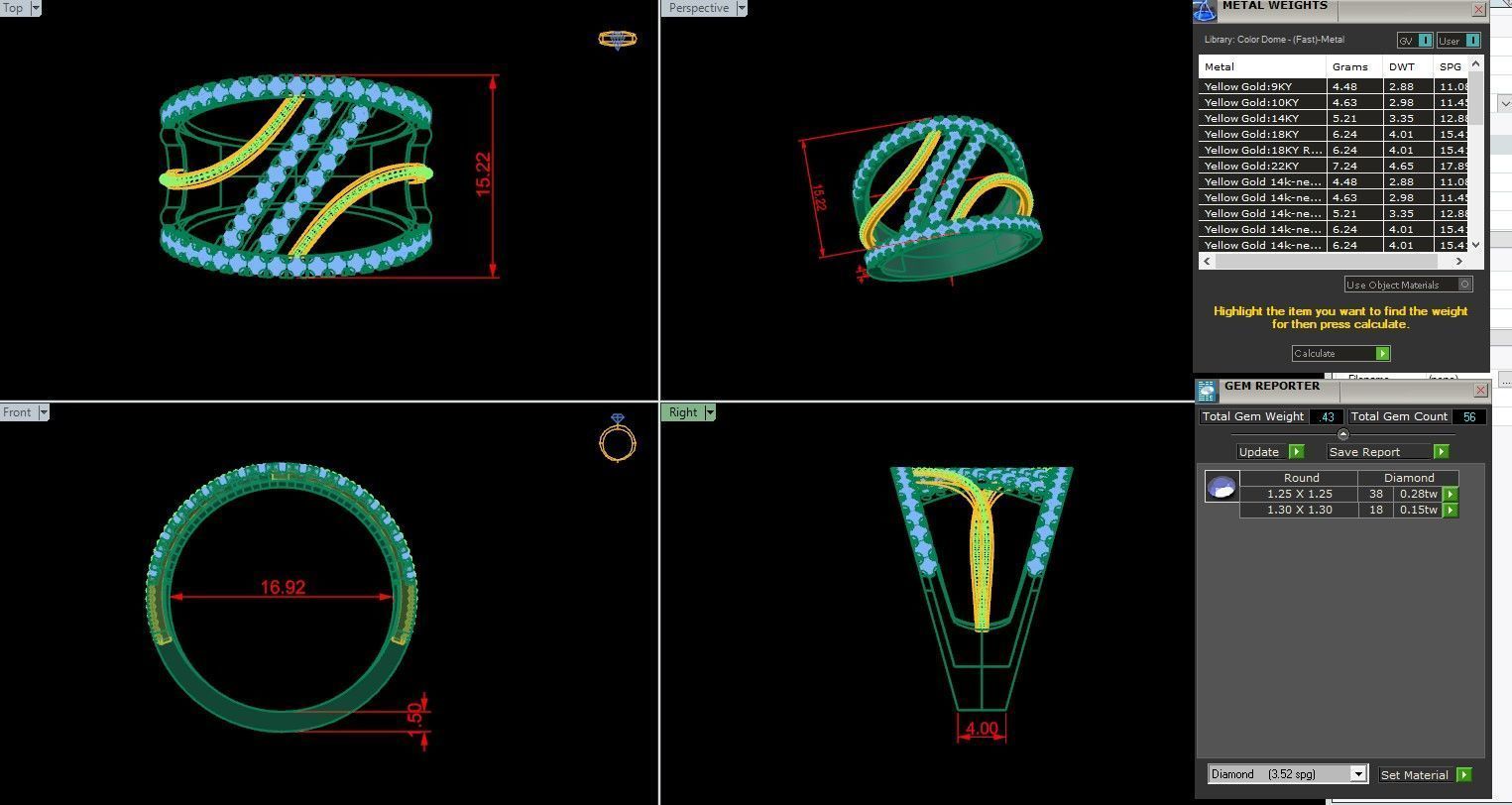 Wire Italian diamond ring 3dm stl render detail 3D print model_1