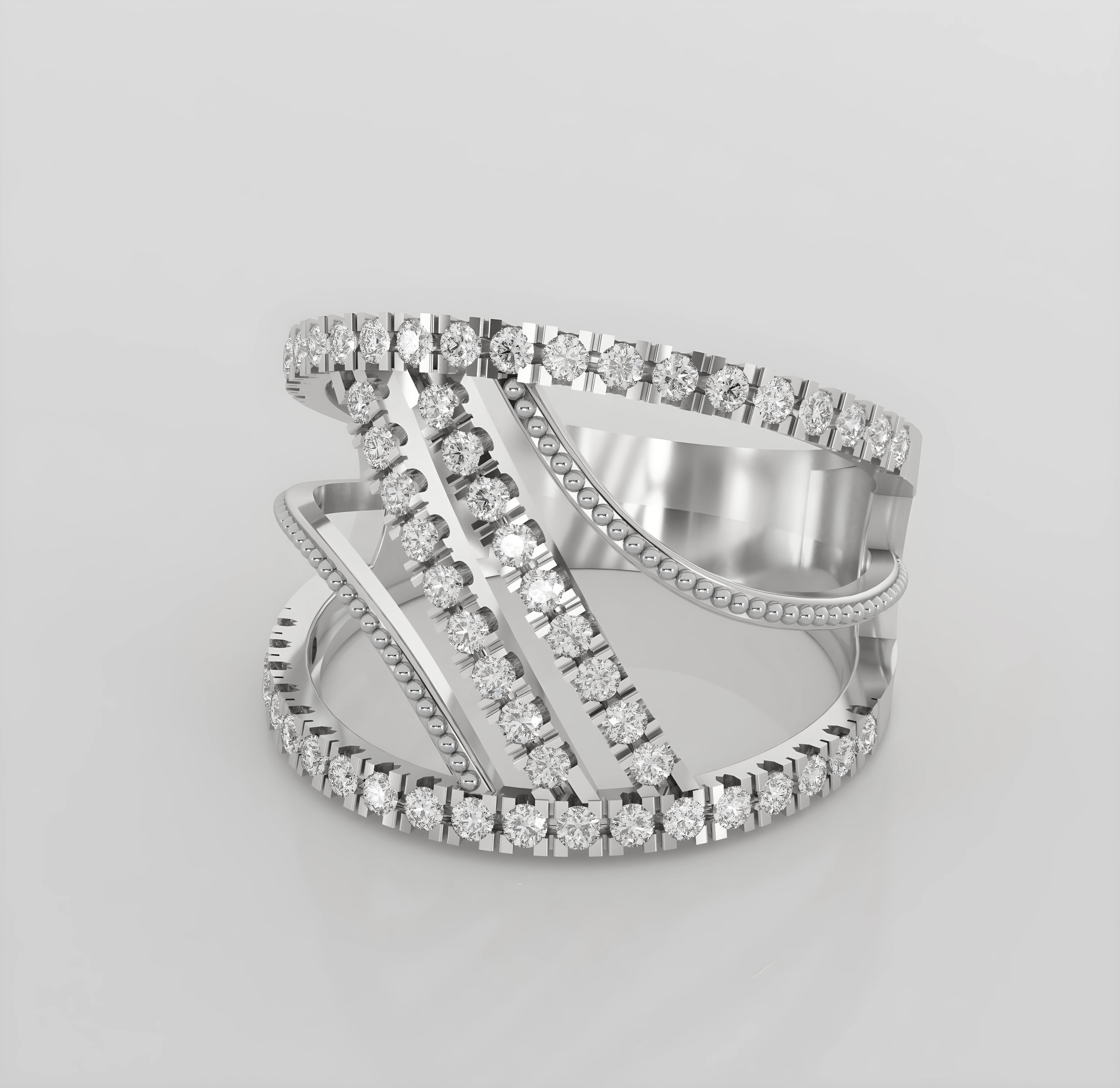 Wire Italian diamond ring 3dm stl render detail 3D print model_3