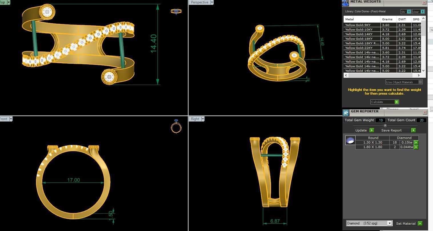 Dual Head with wire Italian diamond ring 3dm stl render detail 3D print model_1