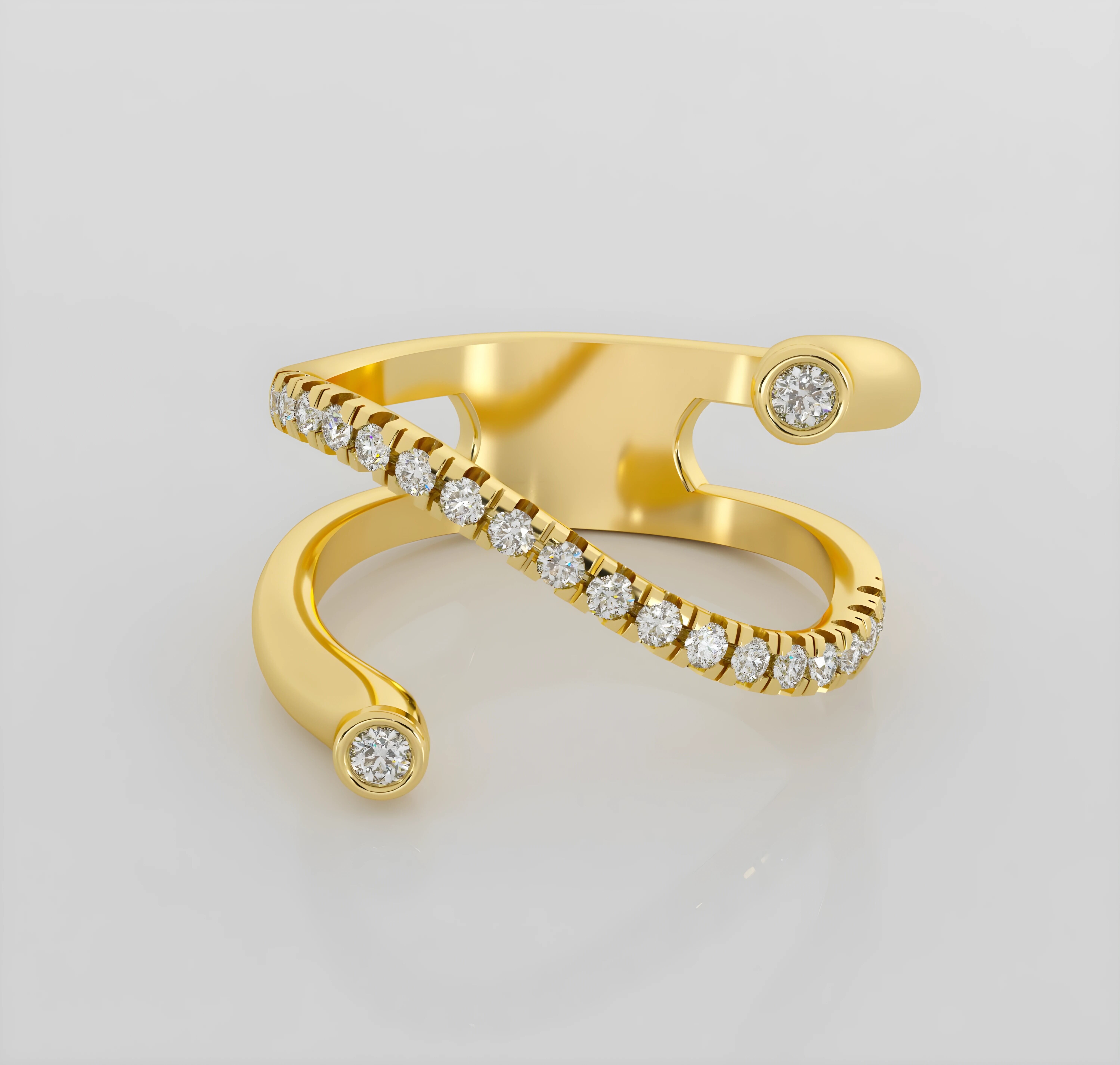 Dual Head with wire Italian diamond ring 3dm stl render detail 3D print model_2