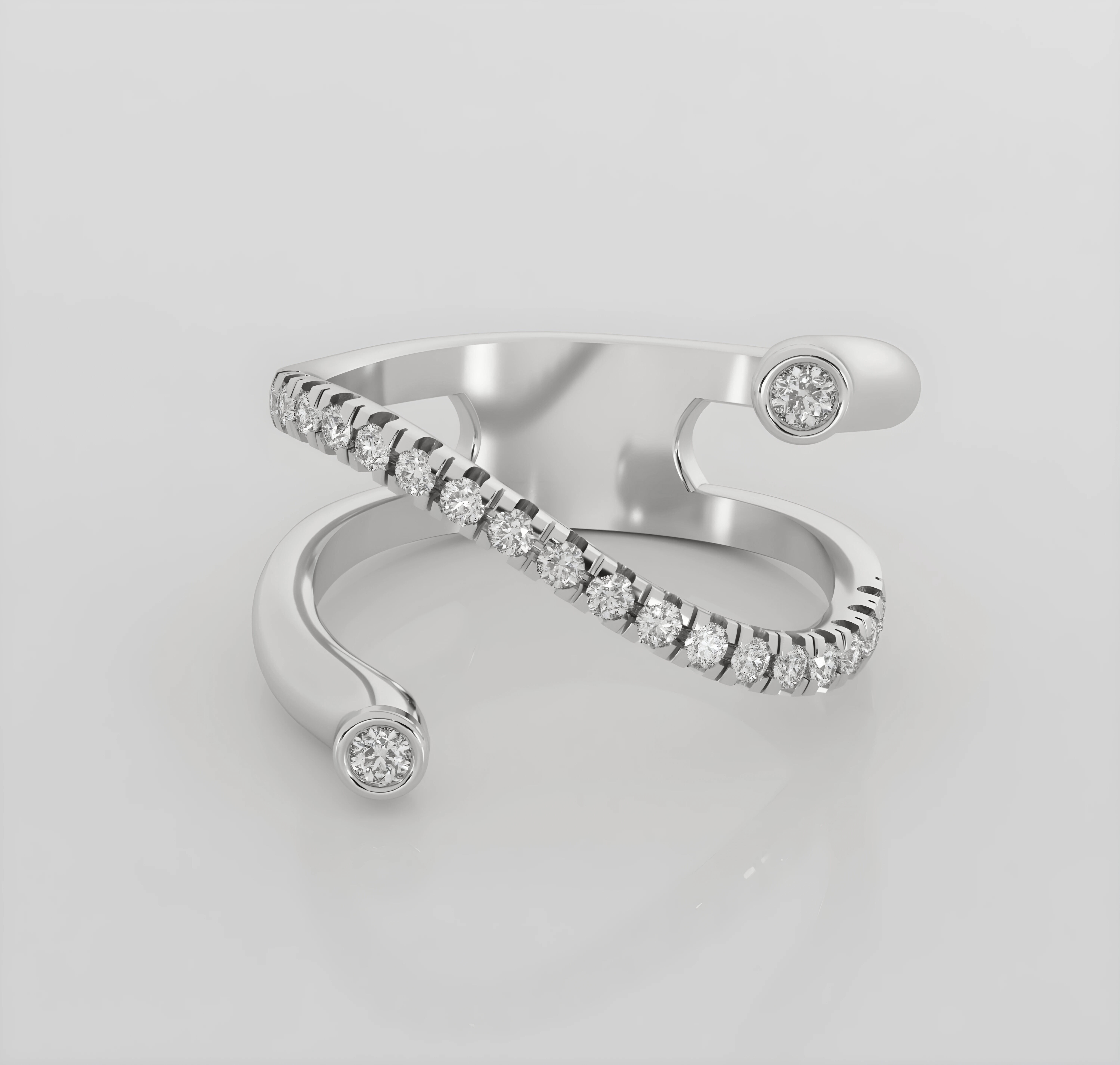 Dual Head with wire Italian diamond ring 3dm stl render detail 3D print model_3