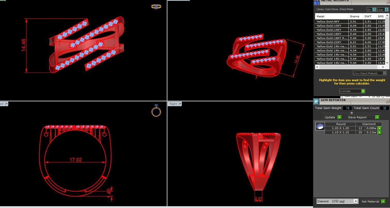 Wire Italian diamond ring 3dm stl render detail 3D print model_1