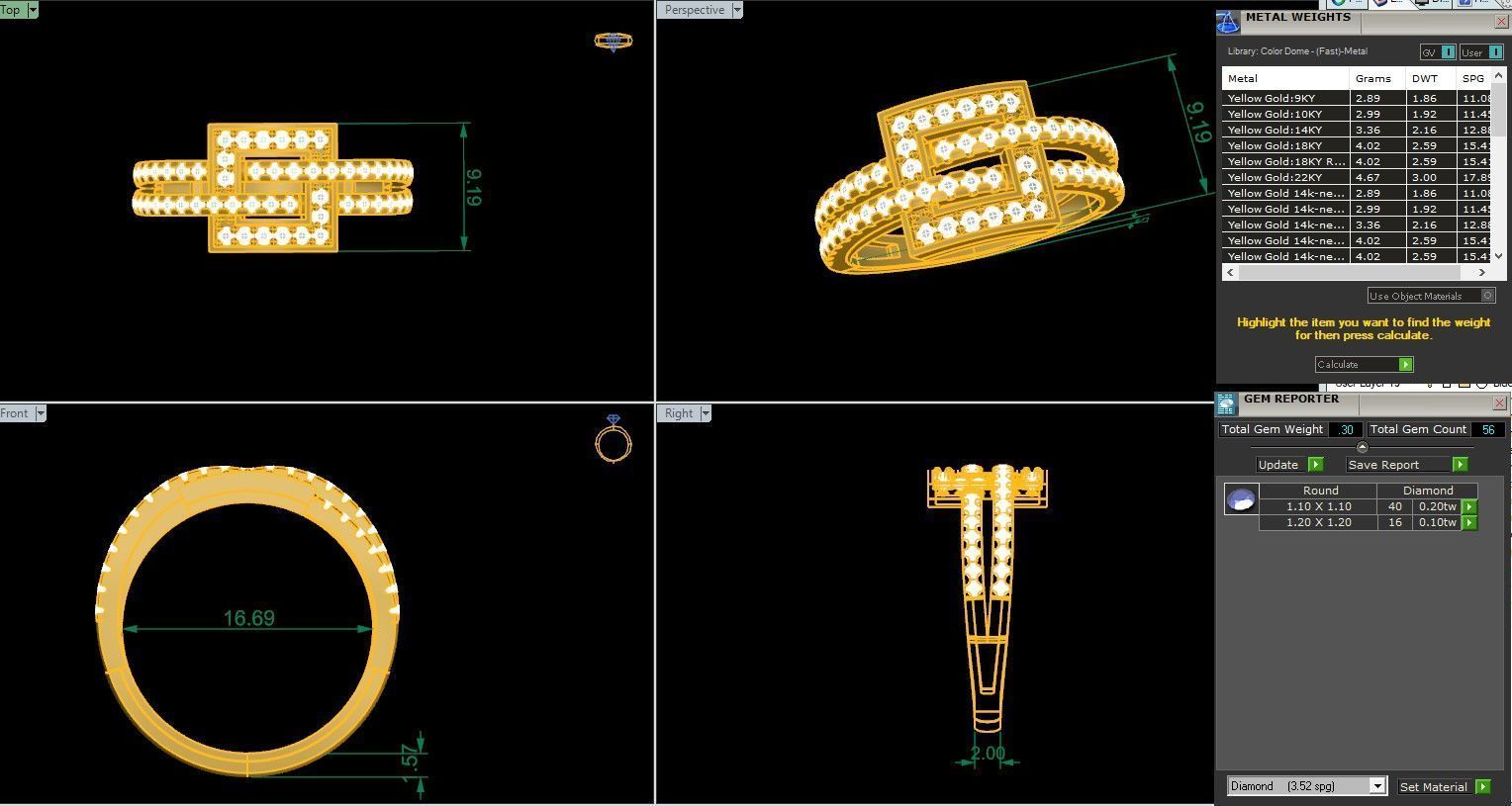Wire Italian diamond ring 3dm stl render detail 3D print model_1