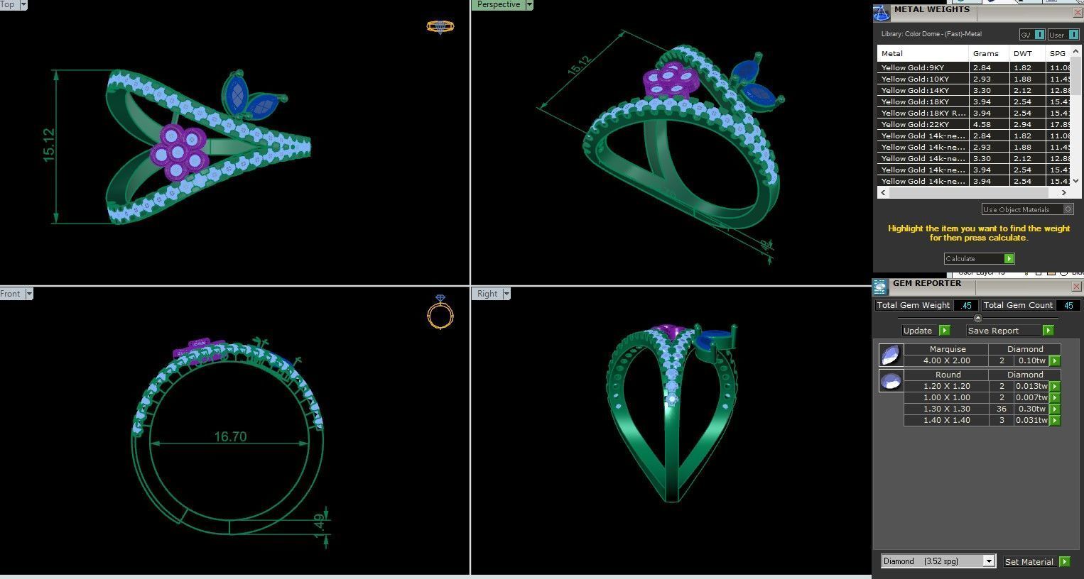 Flower leaf Italian diamond ring 3dm stl render detail  3D print model_1