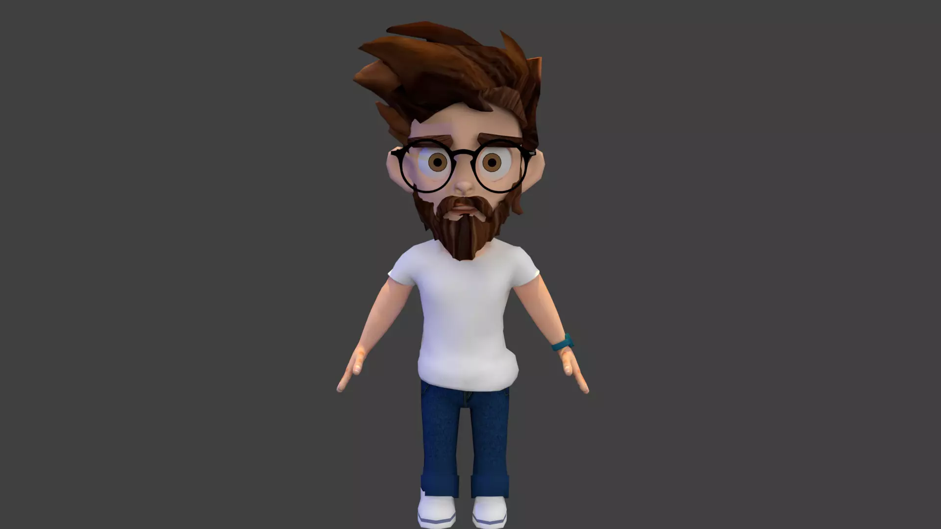 stylized male cartoon character Low-poly 3D model_0