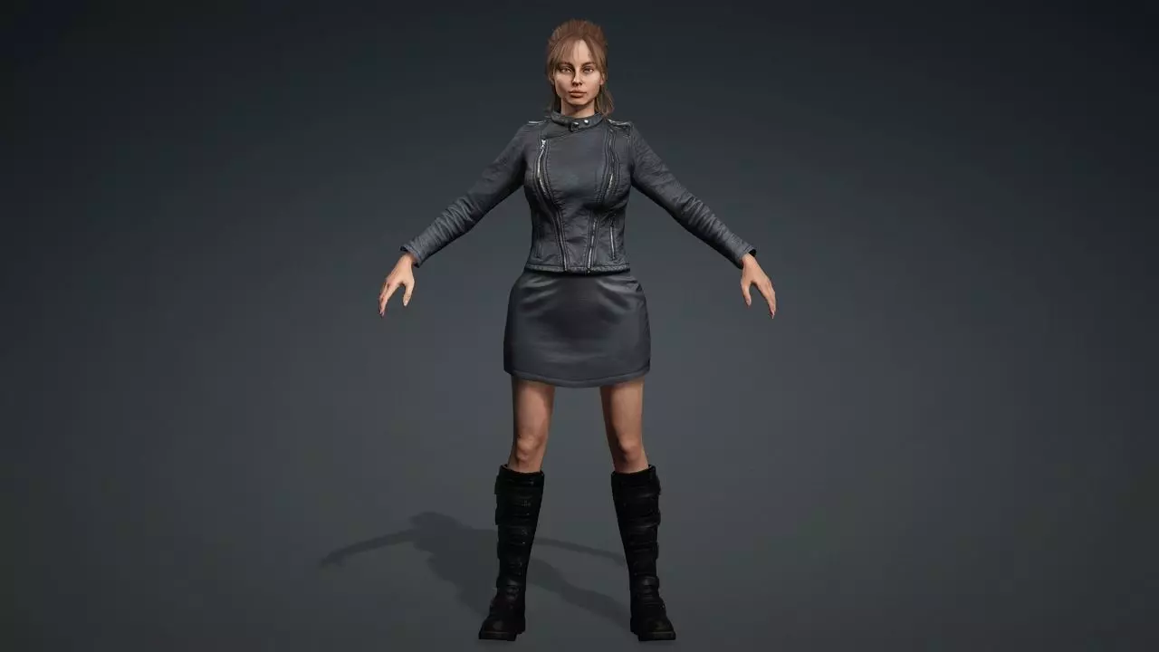 Rigged Female Character- Leather Jacket and Boots Free low-poly 3D model