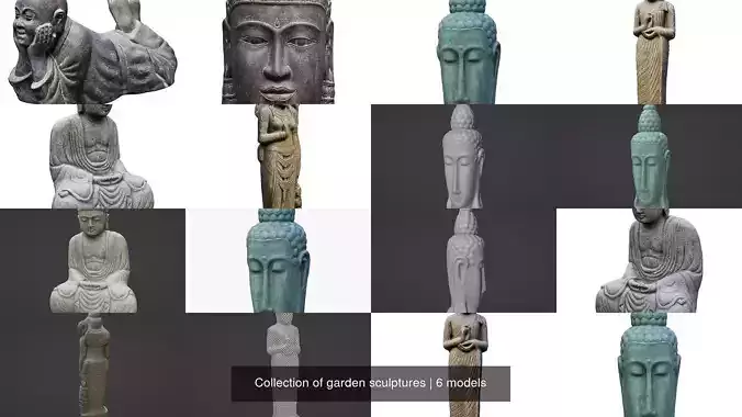 Collection of garden sculptures