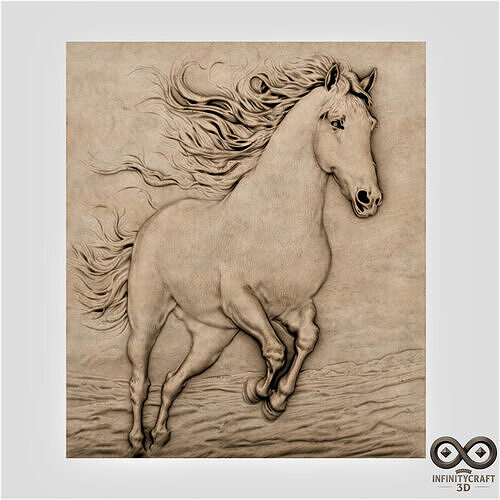 Majestic Running Horse 3D Printable STL for Wall Decor CNC 3D print model
