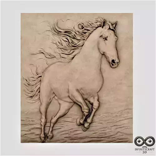 Majestic Running Horse 3D Printable STL for Wall Decor CNC