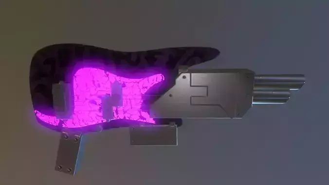 Guitar Gun Futuristic Low-poly 3D model