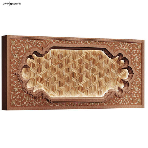 Arabic islamic ceilling wooden pattern set 578 3D model