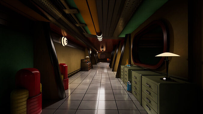 Atompunk rocket factory - Unreal Engine - Low-poly 3D model 7