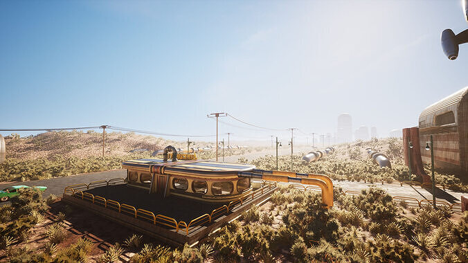 Atompunk rocket factory - Unreal Engine - Low-poly 3D model 3