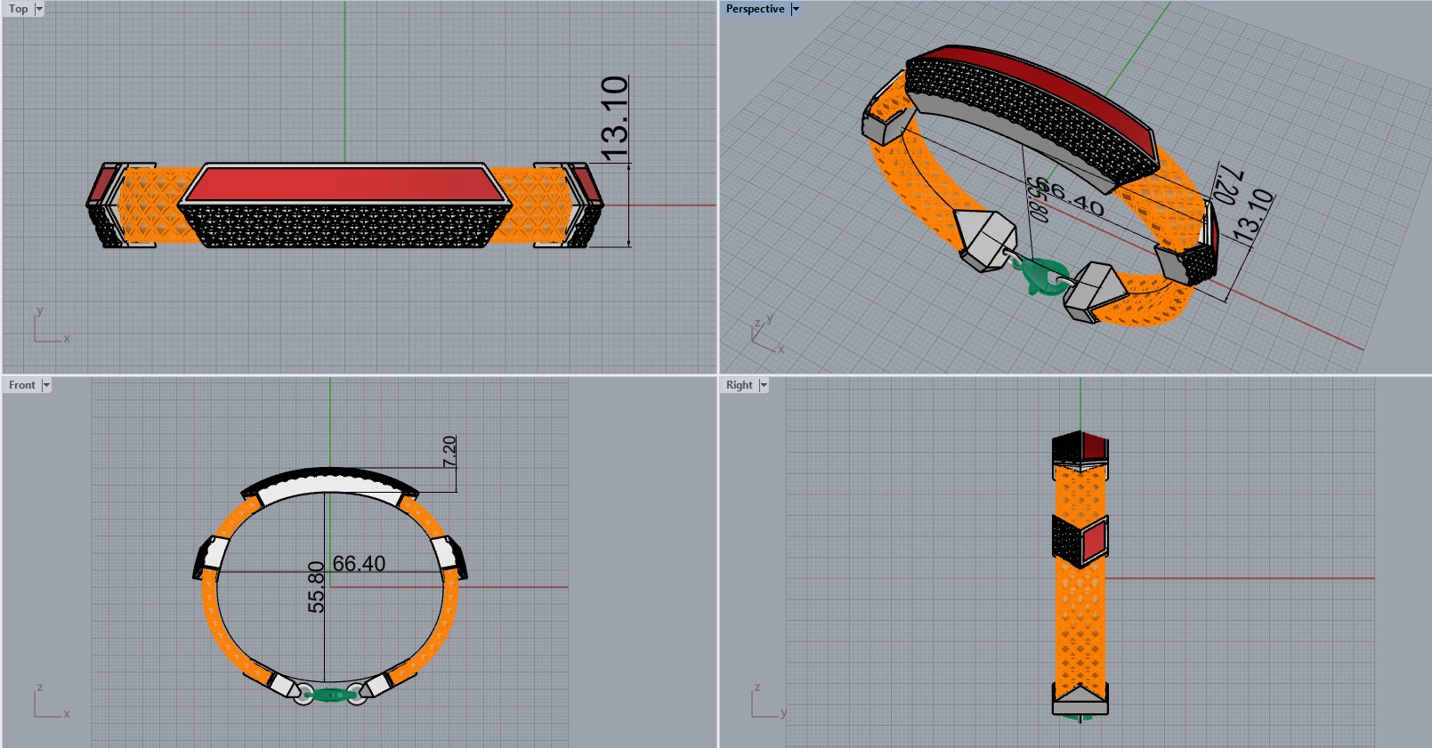 Man bracelet with enamel model 1329 3D print model_1
